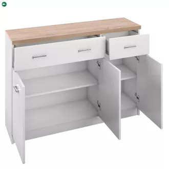 Komód 3d2s, fehér/tölgy sonoma, TOPTY TYP 07