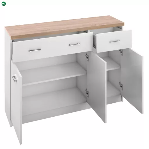 Komód 3d2s, fehér/tölgy sonoma, TOPTY TYP 07