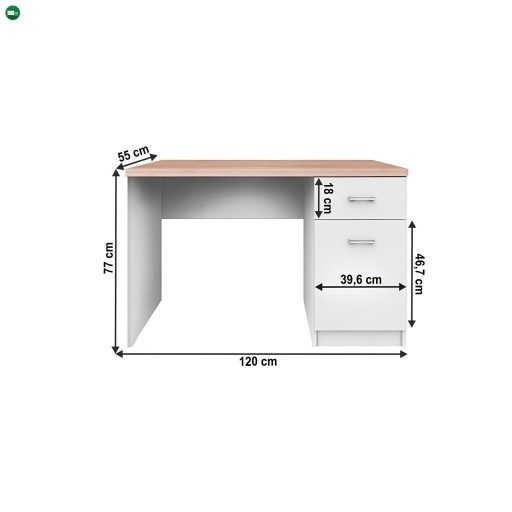 PC asztal 1d1s, DTD laminált, fehér/tölgy sonoma, TOPTY TYP 09