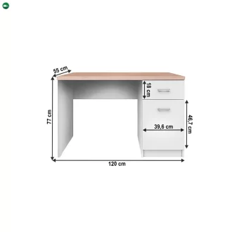  PC asztal 1d1s, DTD laminált, fehér/tölgy sonoma, TOPTY TYP 09