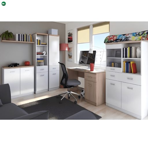 PC asztal 1d1s, DTD laminált, fehér/tölgy sonoma, TOPTY TYP 09