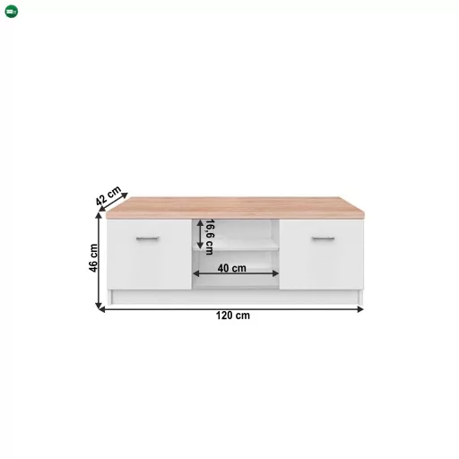 RTV asztal 2d, DTD laminált, fehér/tölgy sonoma, TOPTY TYP 15