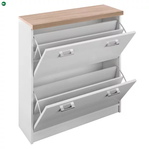 Cipősszekrény 2k, DTD laminált, fehér/tölgy sonoma, TOPTY TYP 11