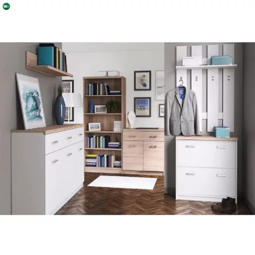 Cipősszekrény 2k, DTD laminált, fehér/tölgy sonoma, TOPTY TYP 11