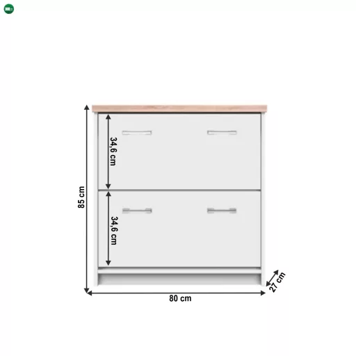 Cipősszekrény 2k, DTD laminált, fehér/tölgy sonoma, TOPTY TYP 11