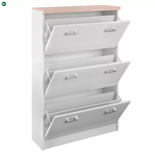 Cipősszekrény 3k, DTD laminált, fehér/tölgy sonoma, TOPTY TYP 10