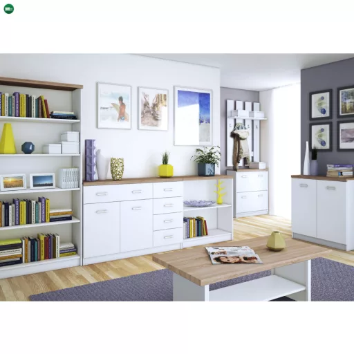 Cipősszekrény 3k, DTD laminált, fehér/tölgy sonoma, TOPTY TYP 10