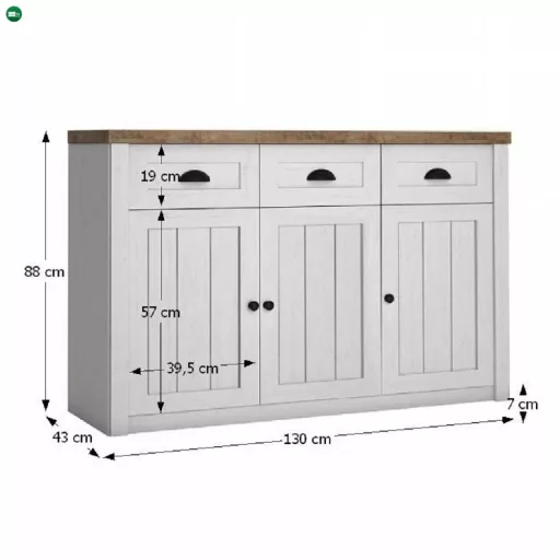 Komód, DTD laminált, sosna Andersen/tölgy lefkas, PROVANCE K3SP