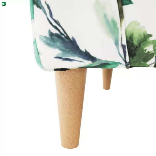 Füles fotel, szövet minta zöld levél, CHARLOT