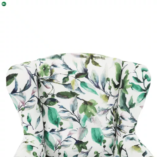 Füles fotel, szövet minta zöld levél, CHARLOT