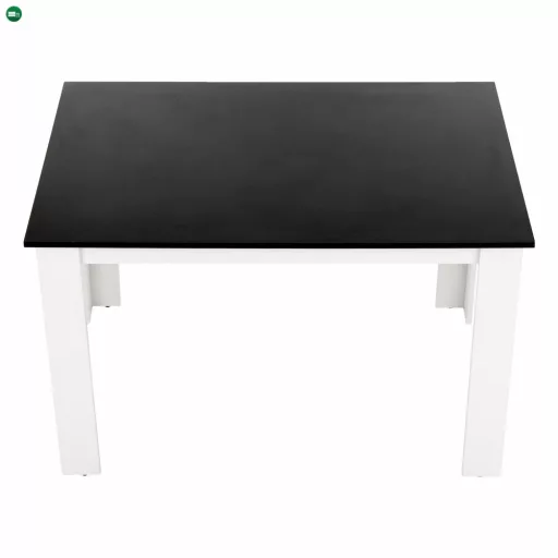 Étkezőasztal, fehér/fekete, 120x80 cm, KRAZ