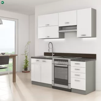   Felsőszekrény, fehér extra magasfényű/szürke, PRADO 60 GU-72
