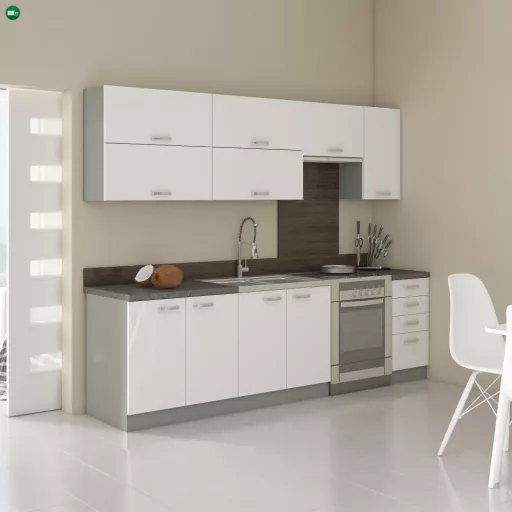 Felsőszekrény, fehér extra magasfényű/szürke, PRADO 60 GU-72