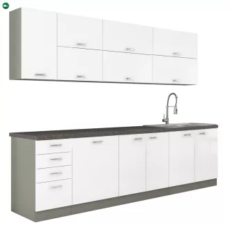   Felsőszekrény, fehér extra magasfényű/szürke, PRADO 80 GU-72