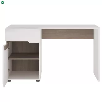   PC asztal, fehér extra magasfényű HG/tölgy sonoma sötét trufla, LYNATET TYP 80