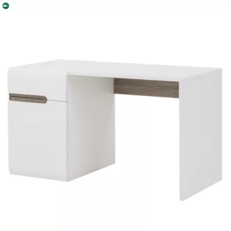   PC asztal, fehér extra magasfényű HG/tölgy sonoma sötét trufla, LYNATET TYP 80