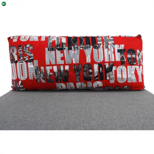 Széthúzható fotel, szürke / minta, KENY NEW