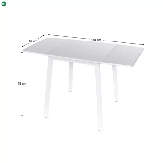   Étkezőasztal, MDF fóliázott/fém, fehér, 60-120x60 cm, MAURO