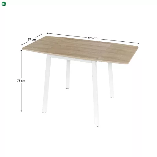 Étkezőszék, MDF fóliázott/fém, tölgy sonoma/fehér, 60-120x60 cm, MAURO