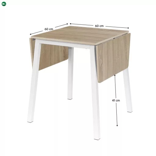 Étkezőszék, MDF fóliázott/fém, tölgy sonoma/fehér, 60-120x60 cm, MAURO