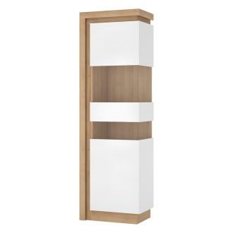   Vitrines szekrény LYOV03P, tölgy riviera/fehér extra magasfényű, LEONARDO