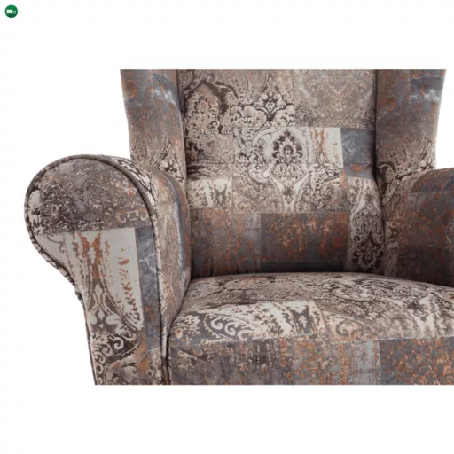 Füles fotel puffal, szövet vintage minta, ASTRID