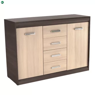 Komód, DTD/MDF, tölgy világos/tölgy sötét, KORINA