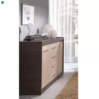 Komód, DTD/MDF, tölgy világos/tölgy sötét, KORINA