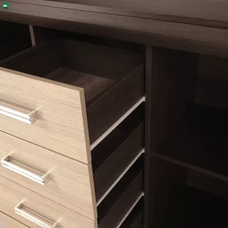 Komód, DTD/MDF, tölgy világos/tölgy sötét, KORINA