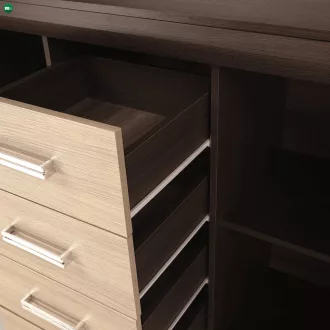 Komód, DTD/MDF, tölgy világos/tölgy sötét, KORINA