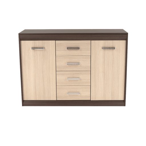 Komód, DTD/MDF, tölgy világos/tölgy sötét, KORINA