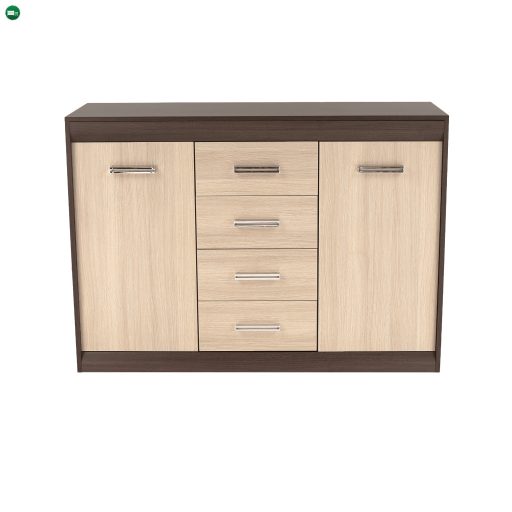 Komód, DTD/MDF, tölgy világos/tölgy sötét, KORINA