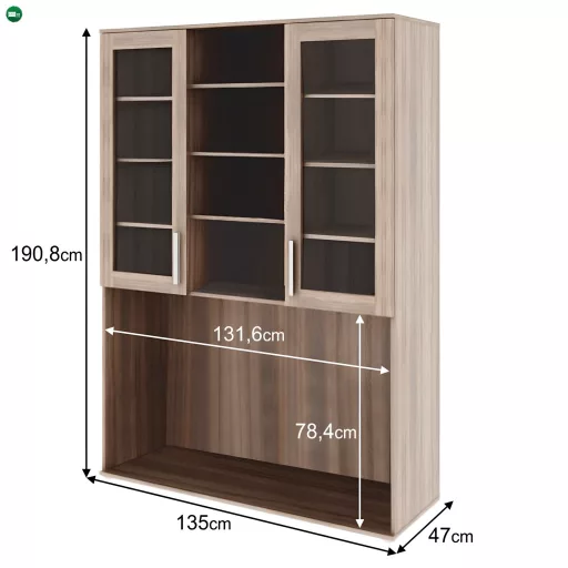 TV szekrény üveg, DTD laminált, tölgy sonoma, DUNAJ  TYP6