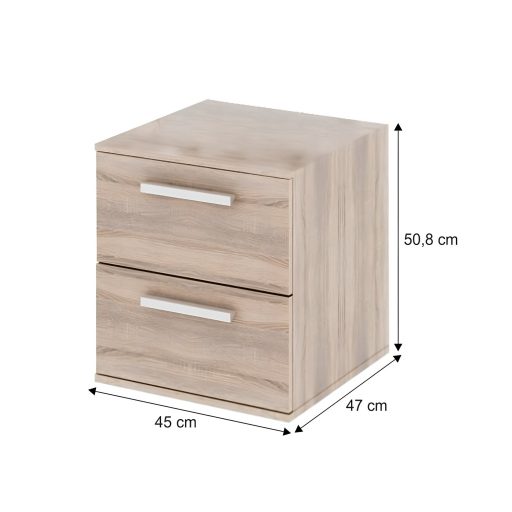 Alacsony szekrény 2 fiókkal keskeny, DTD laminált, tölgy sonoma, DUNAJ  TYP9