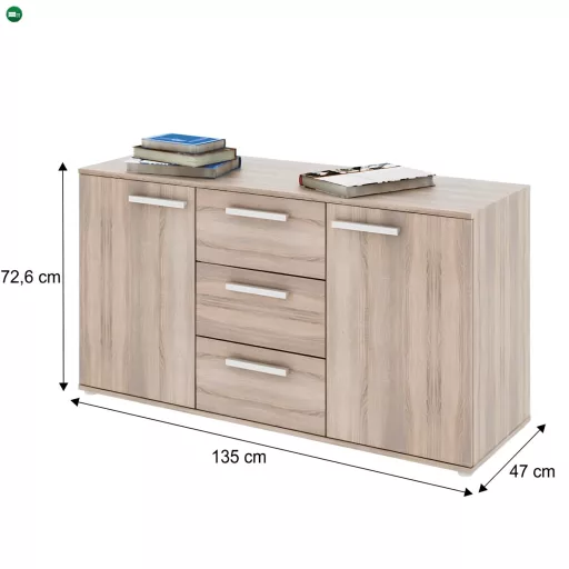 Komód, DTD laminált, tölgy sonoma, DUNAJ TYP11