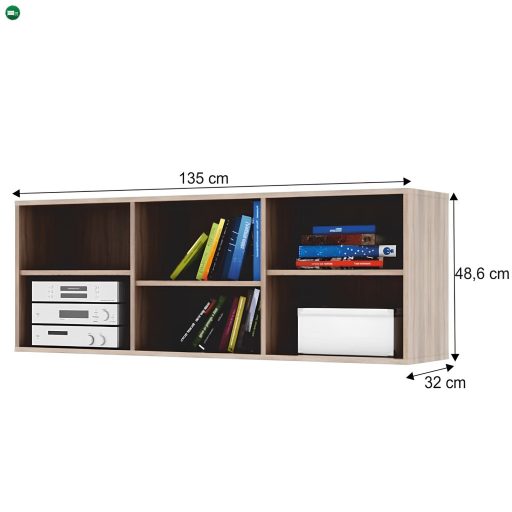Alacsony könyvespolc, DTD laminált, tölgy sonoma, DUNAJ  TYP12