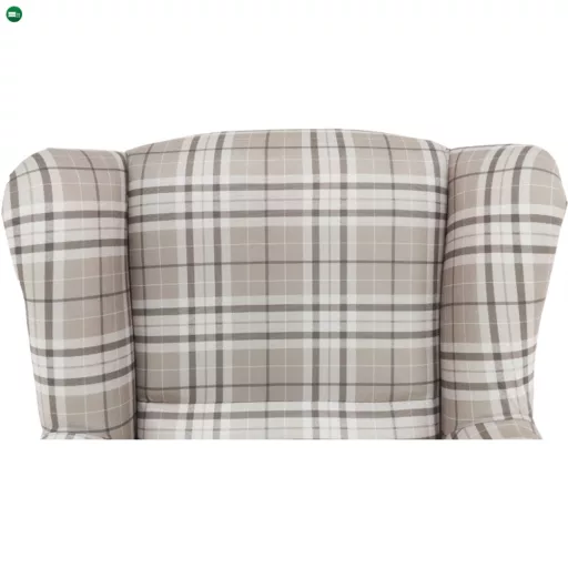 Füles fotel puffal, barna karo, ASTRID