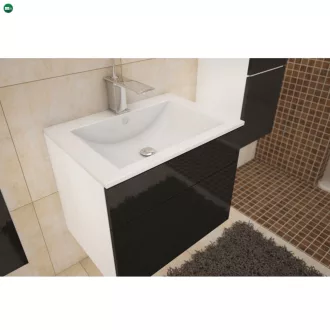 Szekrény, fehér/fekete extra magas  HG fény, MASON BL11