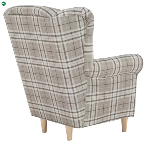 Füles fotel, szövet barna kocka, CHARLOT