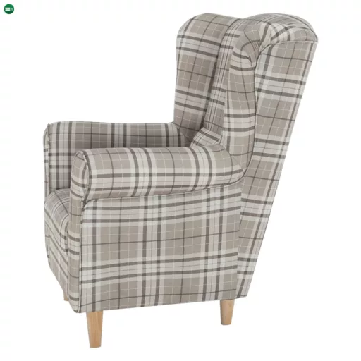 Füles fotel, szövet barna kocka, CHARLOT