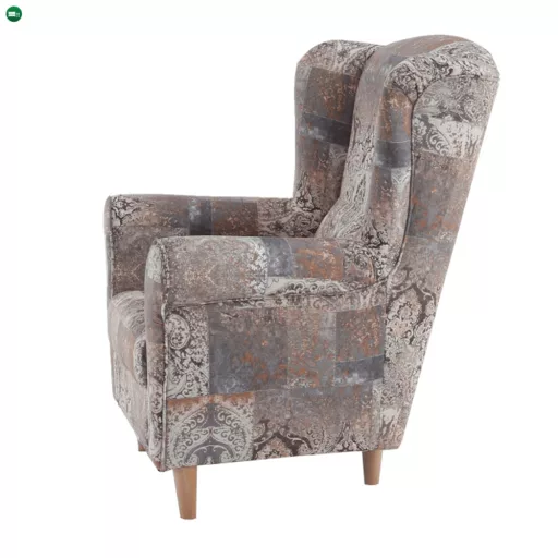 Füles fotel, szövet vintage barna, CHARLOT