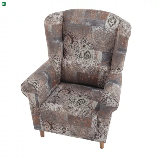 Füles fotel, szövet vintage barna, CHARLOT