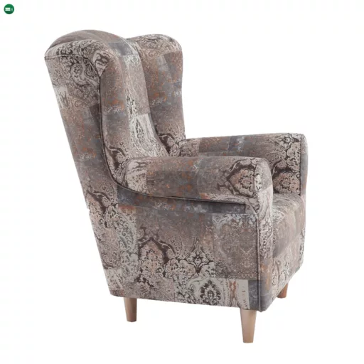 Füles fotel, szövet vintage barna, CHARLOT