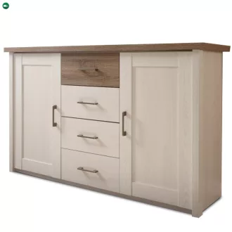 Komód, pínia fehér/ tölgy sonoma trufla, LUMERA