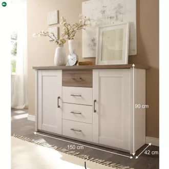 Komód, pínia fehér/ tölgy sonoma trufla, LUMERA