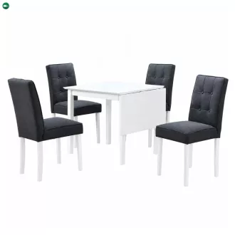   Étkezőgarnitúra bővíthető asztallal, fehér/szürke, BJORK 1+4