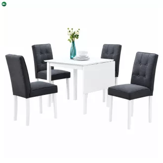   Étkezőgarnitúra bővíthető asztallal, fehér/szürke, BJORK 1+4