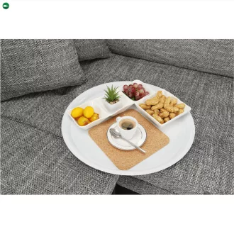 Konzolasztal Kör alakú kerekeken, fehér, DERIN