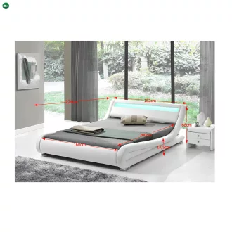 Modern ágy RGB LED világítással, fehér, 160x200, FILIDA