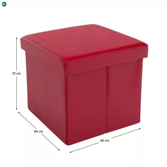 Összehajtható puff, textilbőr piros, TELA NEW